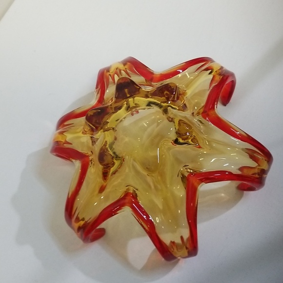 MCM Red Gold Art Glass Piece - Picture 9 of 10